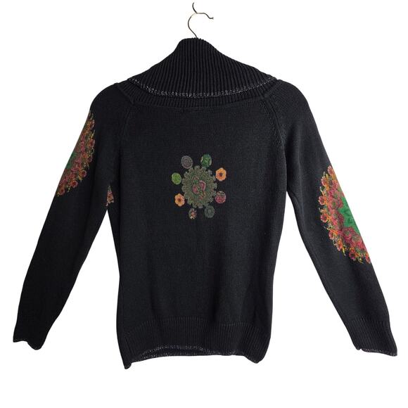 Desigual Sm Vintage Geometric Floral n Emblished Gems sweater Crawl Neck Stylish - Picture 3 of 15